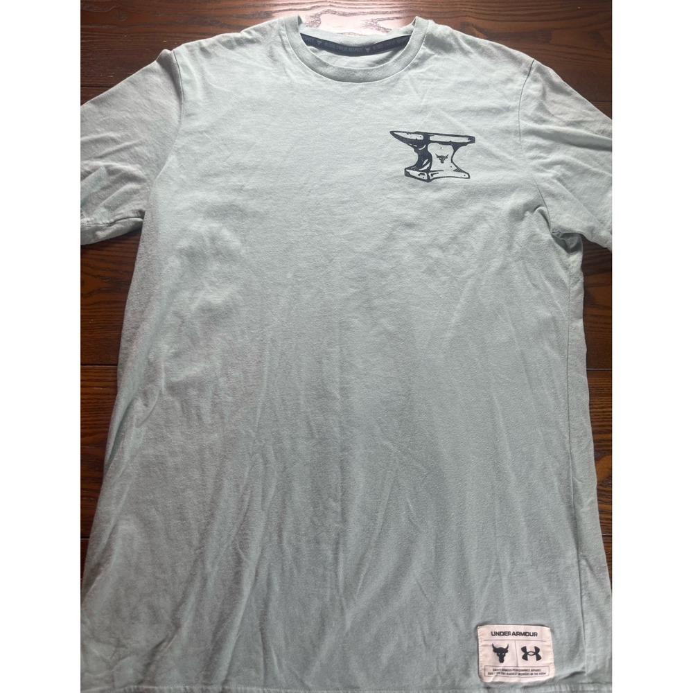 Under Armour Project Rock T-Shirt Men's Medium Iron Paradise Wrecking Crew Green